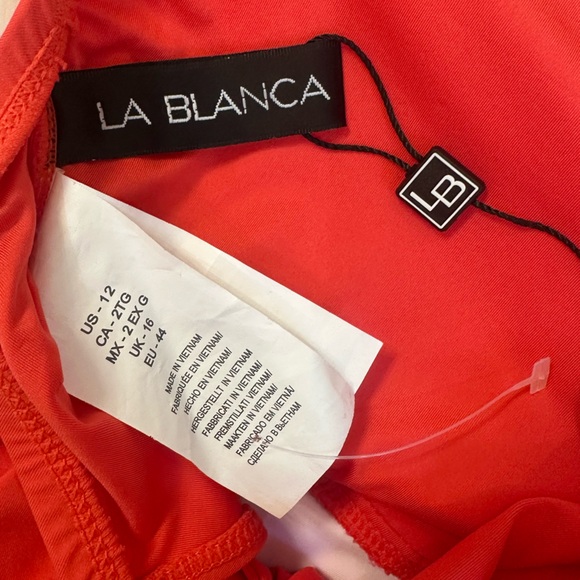 La Blanca Island Goddess High Neck Keyhole One Piece Guava Size 12 - Picture 6 of 7